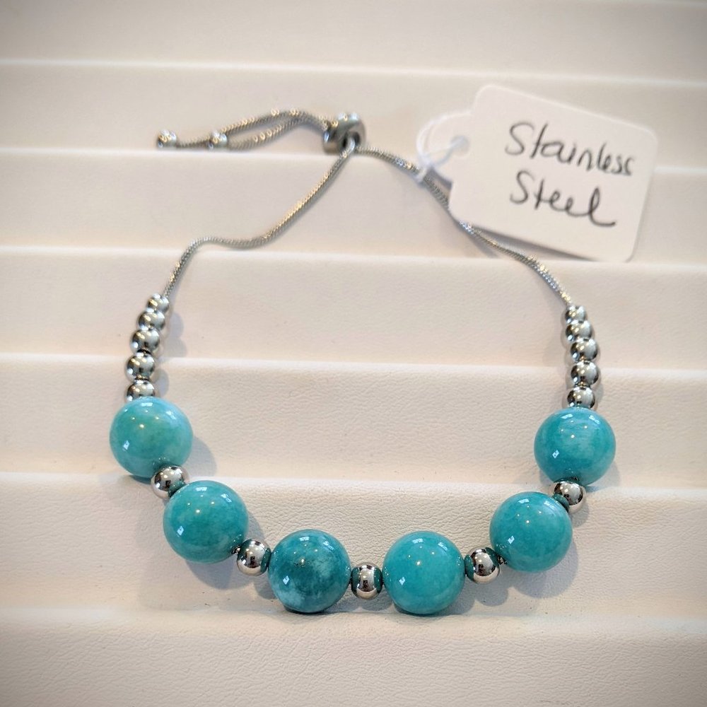 Amazonite Beaded Bolo  Bracelet